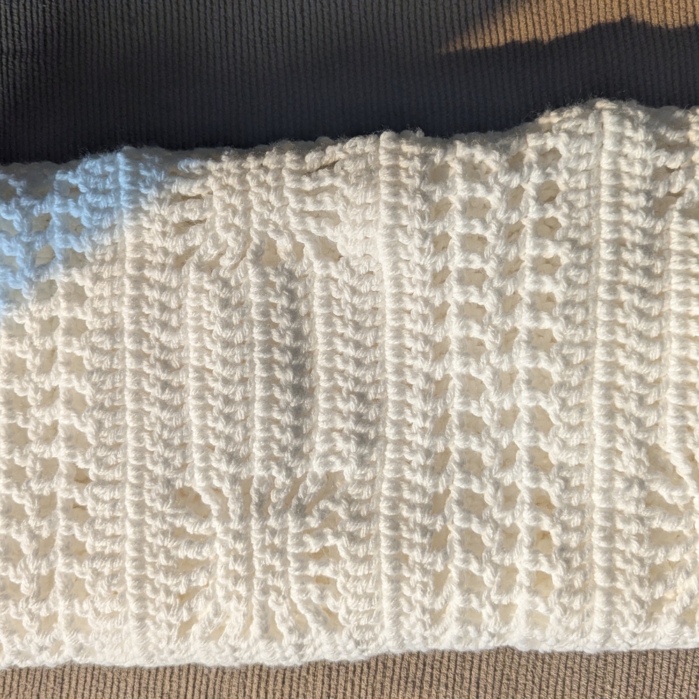 Elegant White Crochet Blanket